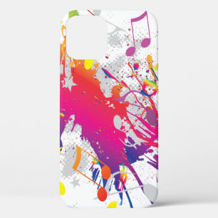 Colourful Paint Splatter with Music Notes iPhone 12 Case
