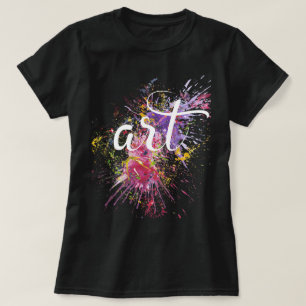 Colourful Paint Splatters ART Calligraphy T-Shirt