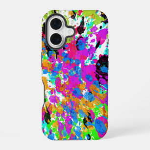 Colourful Paint Splatters Artistic iPhone 16 Case
