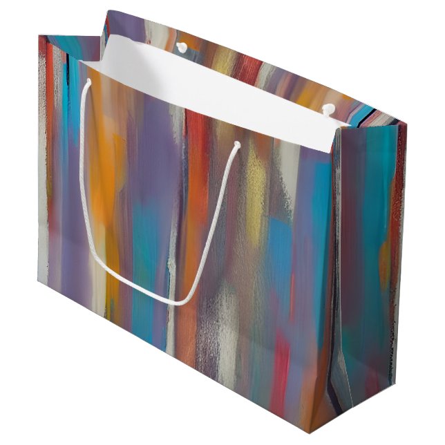 Colourful paint streaks  large gift bag (Front Angled)