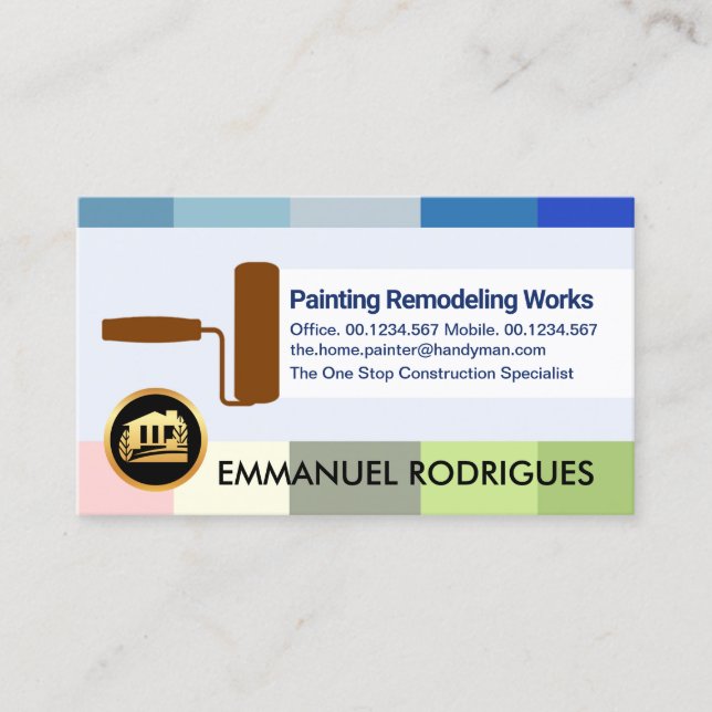 Colourful Paint Strips Painter Service Business Card (Front)