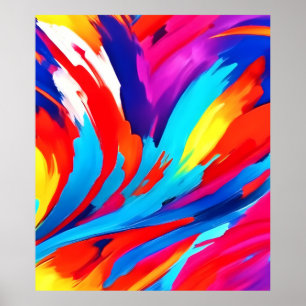 Colourful Paint Strokes Art Poster