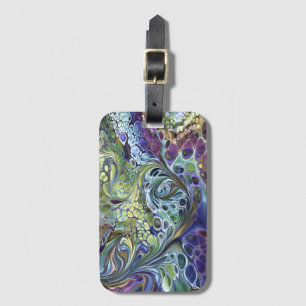 colourful paint swirl floral abstract luggage tag