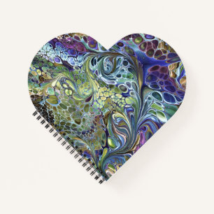 colourful paint swirl floral abstract notebook