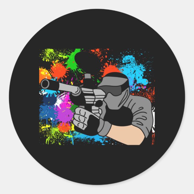 Colourful Paintball Motif Classic Round Sticker (Front)