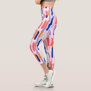 Colourful Paintbrush Stroke Pattern Capri Leggings