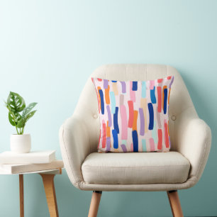 Colourful Paintbrush Stroke Pattern Cushion
