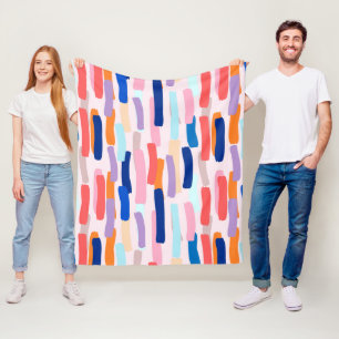 Colourful Paintbrush Stroke Pattern Fleece Blanket