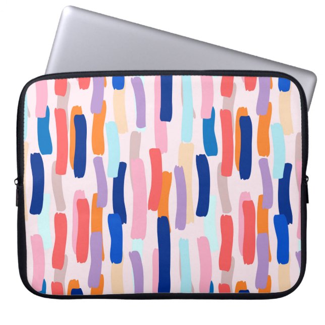 Colourful Paintbrush Stroke Pattern Laptop Sleeve (Front)