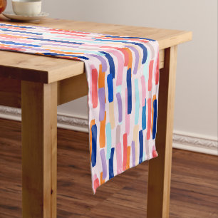 Colourful Paintbrush Stroke Pattern Medium Table Runner