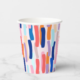 Colourful Paintbrush Stroke Pattern Paper Cups