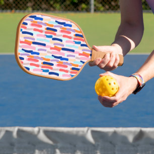 Colourful Paintbrush Stroke Pattern Pickleball Paddle