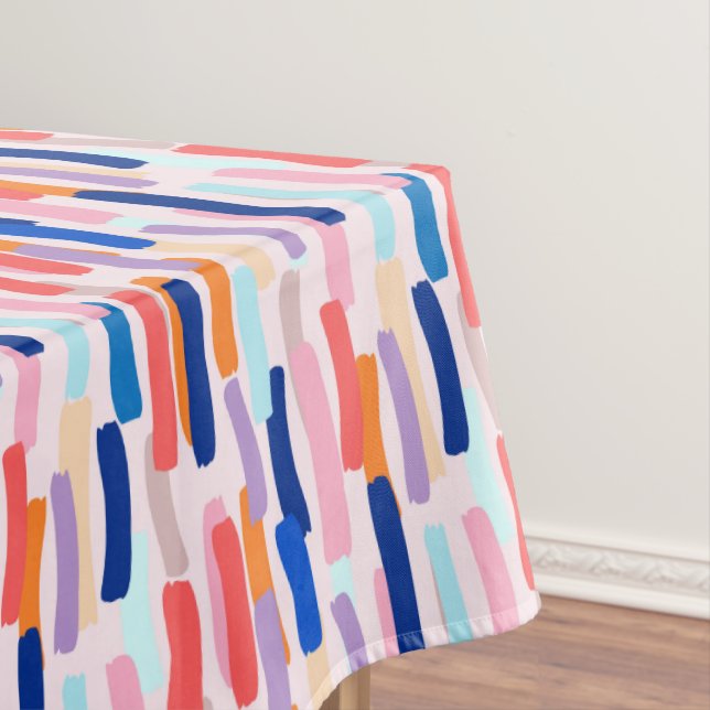 Colourful Paintbrush Stroke Pattern Tablecloth (In Situ)