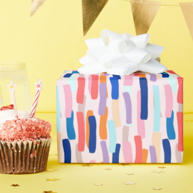 Colourful Paintbrush Stroke Pattern Wrapping Paper (Birthday Party)