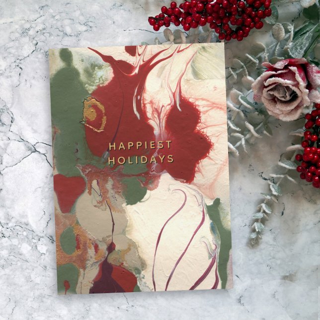 Colourful Painted Abstract Happiest Holiday Card (A contemporary abstract holiday card with artistic appeal. Available in printed and digital!)