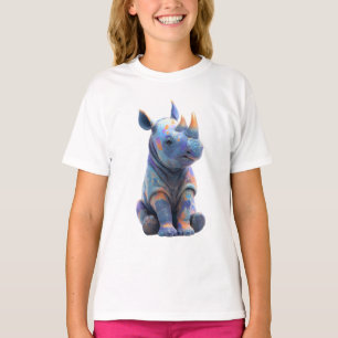 Colourful Painted Baby Rhino Kids T-Shirt