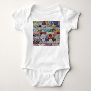Colourful Painted Brick Wall Texture Baby Bodysuit