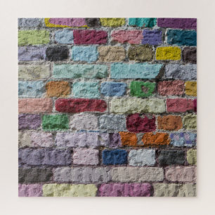 Colourful Painted Brick Wall Texture Jigsaw Puzzle