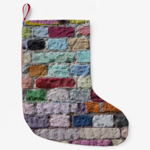 Colourful Painted Brick Wall Texture Small Christmas Stocking