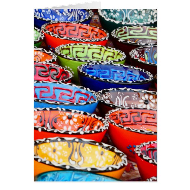 Colourful Painted Ceramic Pots Blank Greeting Card (Front)