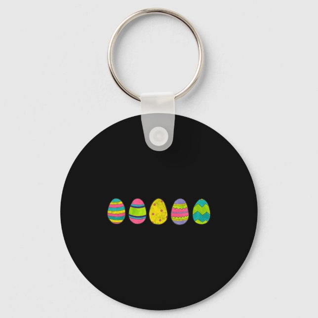 Colourful painted easter basket egg hunt eggs t key ring (Front)