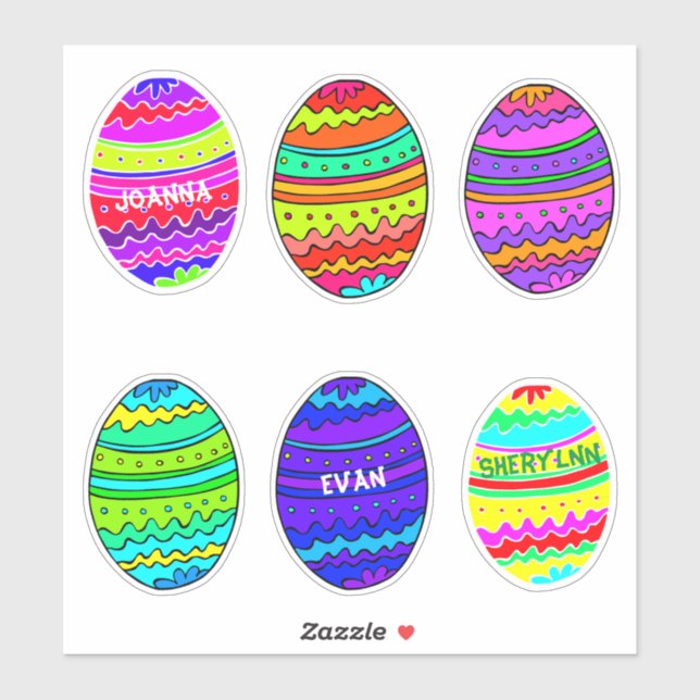 Colourful Painted Easter Egg Shaped Stickers (Sheet)