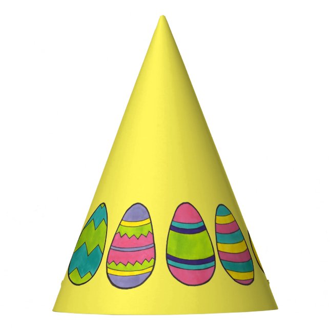 Colourful Painted Easter Eggs Egg Hunt Happy Easte Party Hat (Front)