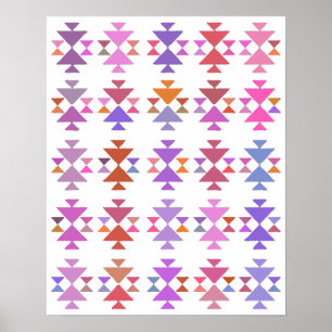 Colourful Painted Geometric Pattern in Purple Poster