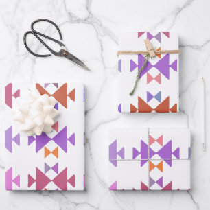 Colourful Painted Geometric Pattern in Purple  Wrapping Paper Sheet