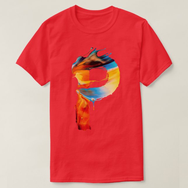 Colourful Painted Initial Letter P T-Shirt (Design Front)