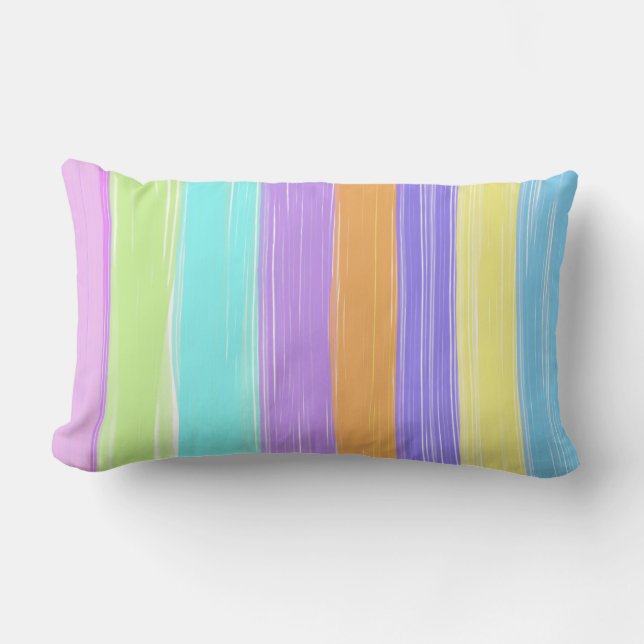 colourful painted stripes artistic home decor lumbar cushion (Front)