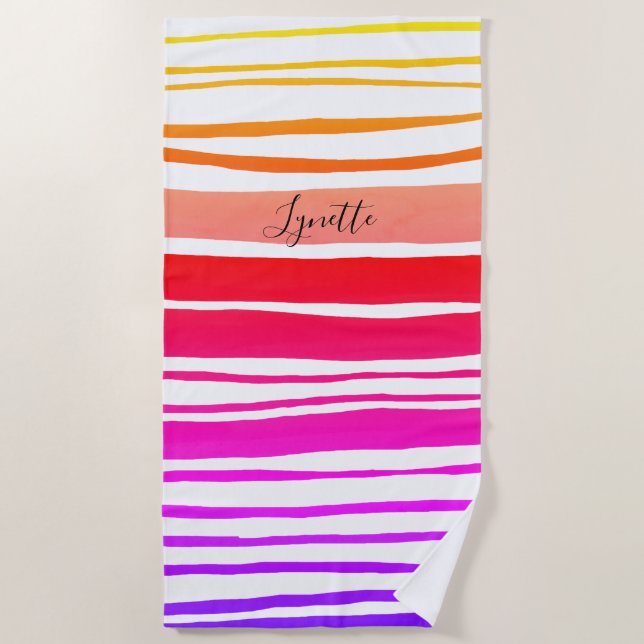 Colourful painted stripes  beach towel (Front)