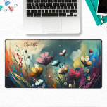 Colourful Painted Wildflowers Personalised Name Desk Mat<br><div class="desc">Colourful Modern Painted Wildflowers Personalised Name Desk Mat features a colourful painted wildflowers in pink,  orange,  blue,  red and white. Perfect gift for family and friends for birthday,  Christmas,  Mother's Day,  Grandparents,  brother,  sister,  wife,  partner,  best friends,  work colleagues and more. Designed by ©Evco Studio www.zazzle.com/store/evcostudio</div>