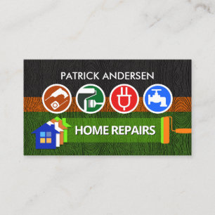 Colourful Painted Wood Layers Handyman Business Card