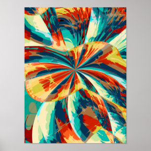 Colourful painterly floral abstract poster