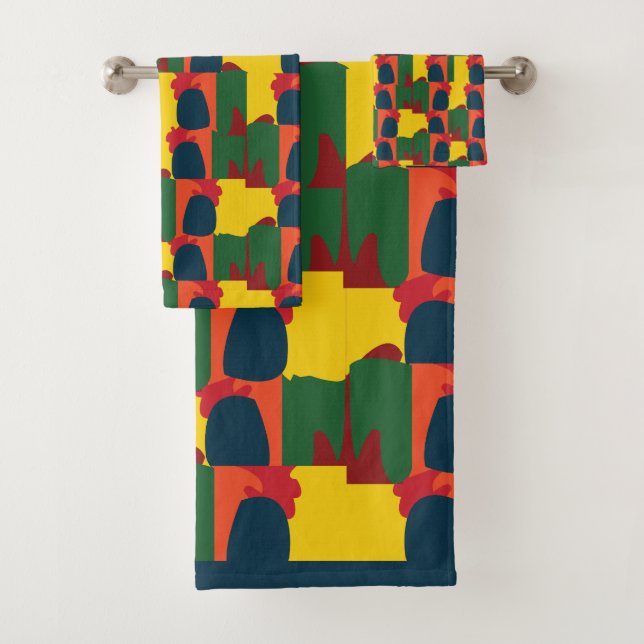 Colourful Painting Abstract Bath Towel Set (Insitu)