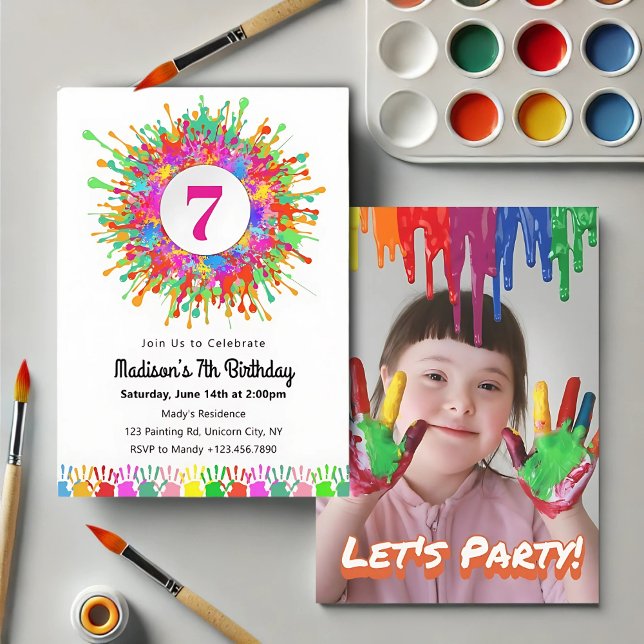 Colourful Painting Birthday Party Invitation (Creator Uploaded)