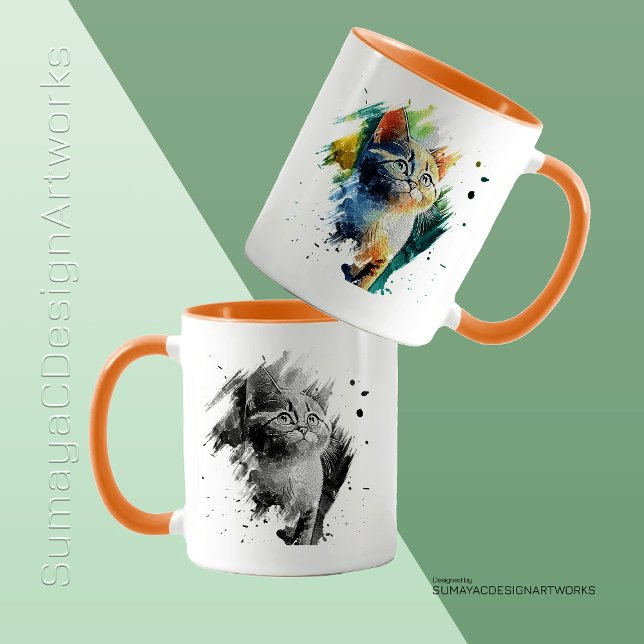 Colourful Painting Cat Mug customisable (Creator Uploaded)