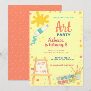 Colourful Painting Drawing Art Party Birthday  Invitation