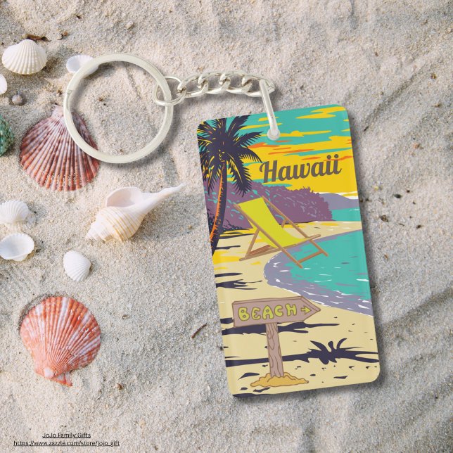 Colourful painting Hawaii beach vacation summer Key Ring (Creator Uploaded)
