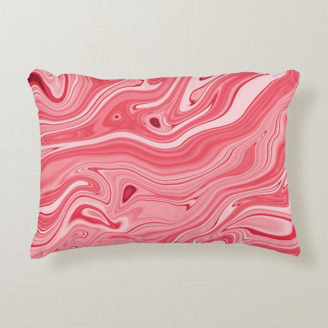 Colourful paintings of marbling, red marble ink pa decorative cushion (Front)