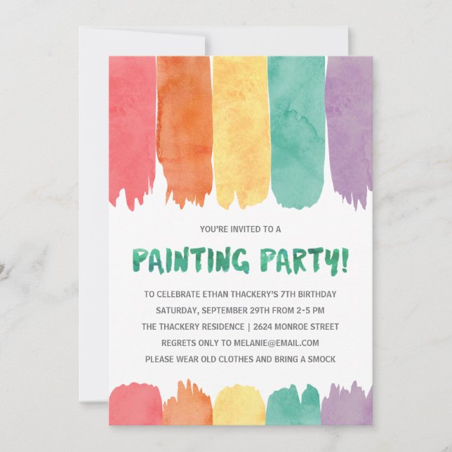 Colourful Paints | Art/Painting Birthday Party Invitation (Front)