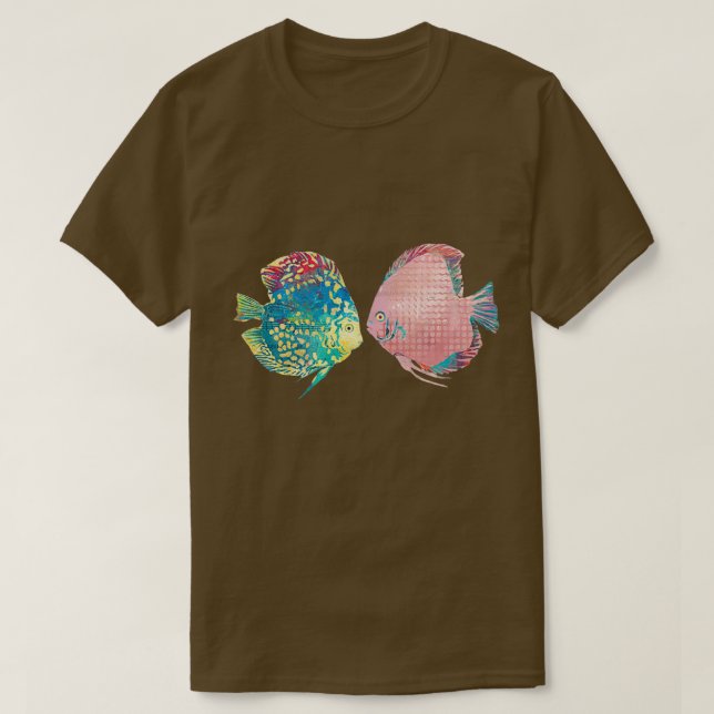 Colourful Pair of Bonded Discus Fish T-Shirt (Design Front)
