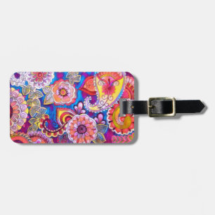 Colourful Paisley Acrylic Luggage Tag