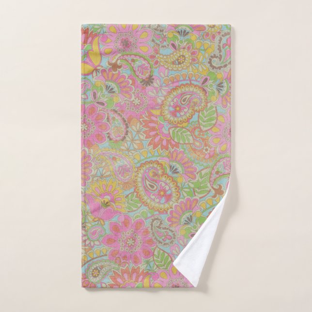 Colourful Paisley Floral botanical Flowers     Hand Towel (Hand Towel)