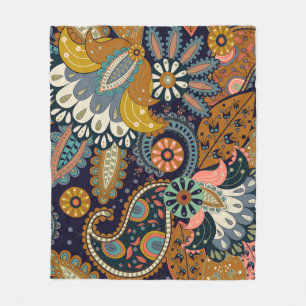 Colourful Paisley: Floral Indian Wallpaper. Fleece Blanket