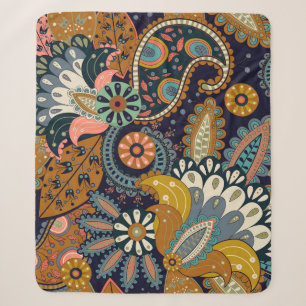 Colourful Paisley: Floral Indian Wallpaper. Sherpa Blanket
