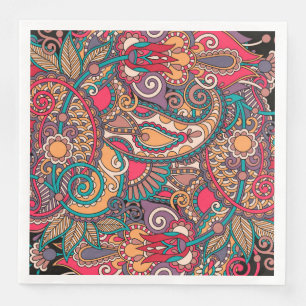 Colourful Paisley Floral Ornament Napkin