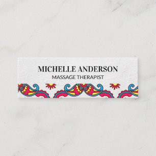 Colourful Paisley Flower Pattern Mini Business Card