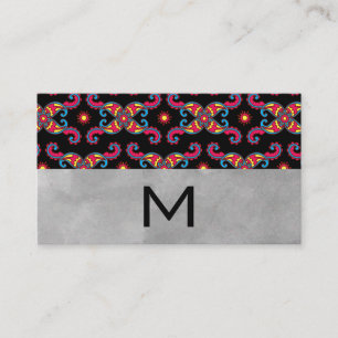 Colourful Paisley Flower Pattern Watercolor Bloc Business Card